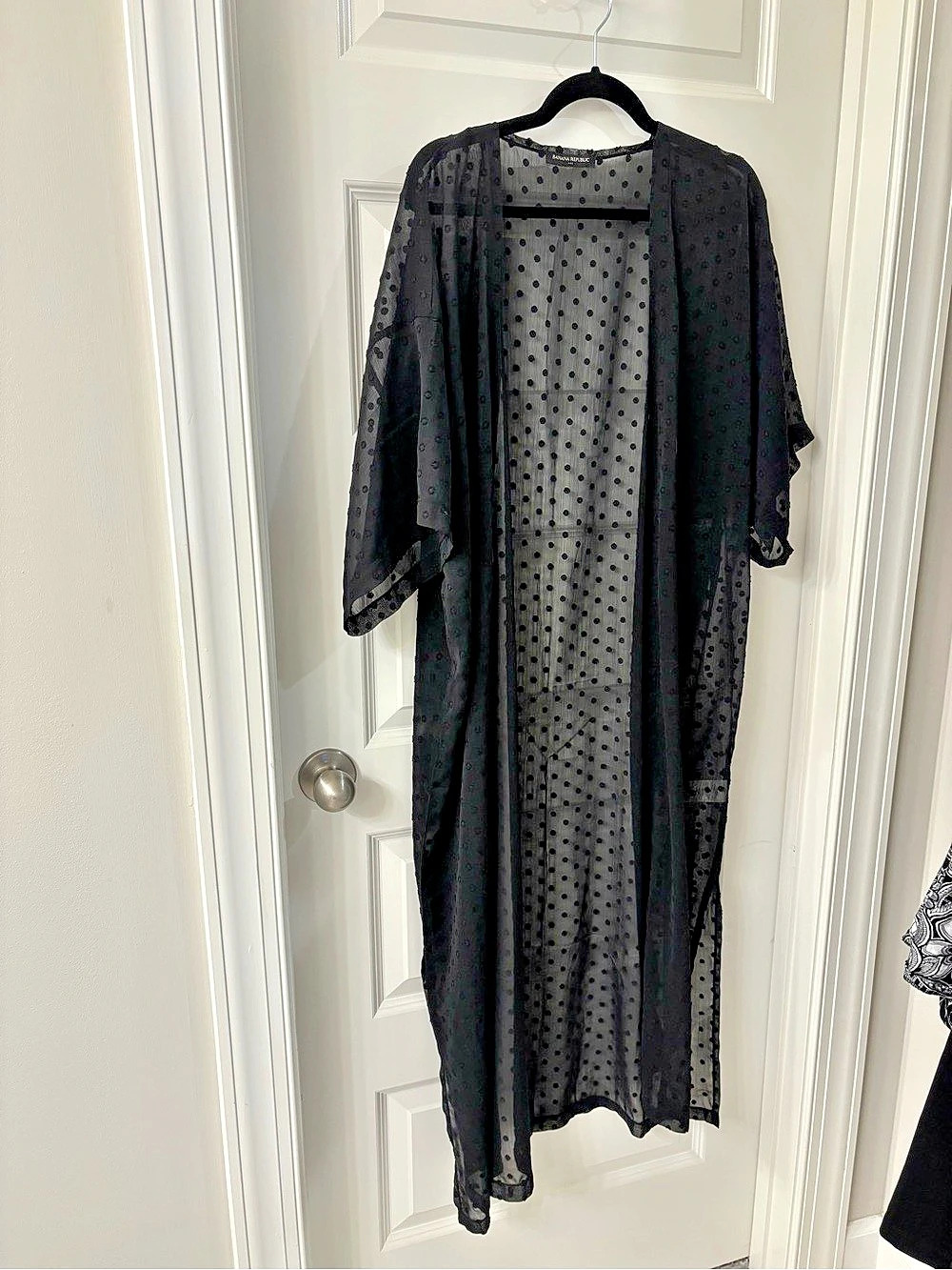 Black Polka Dot Kimono Cover-Up Like New